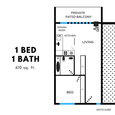 a floor plan of a small house with a bathroom and a bedroom